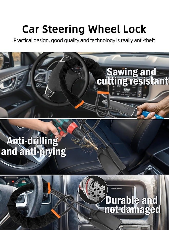 Bukela Car Steering Wheel Seat Lock, Car Anti-Theft Lock Device, Automobile Steering Wheel Steering Lock, Car Security Steering Lock with 3 Keys for Car Truck SUV Van - Image 3